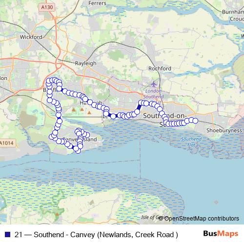 21 bus Line Map