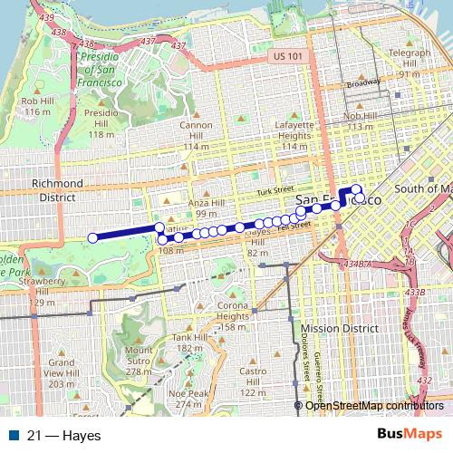 21 bus Line Map
