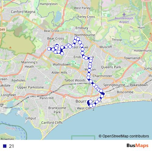 21 bus Line Map