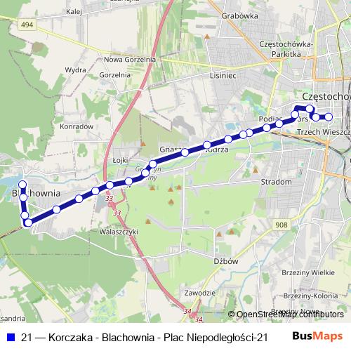 21 bus Line Map