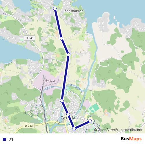 21 bus Line Map