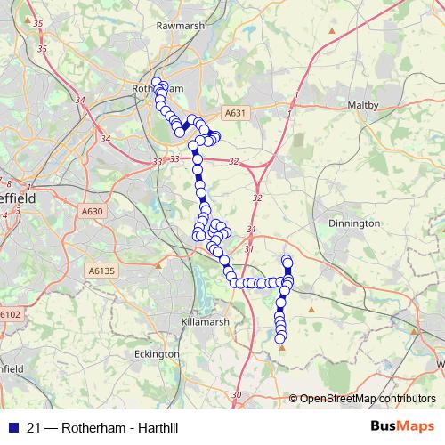 21 bus Line Map