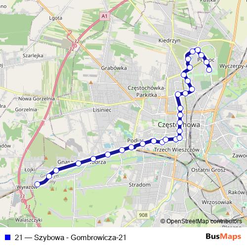21 bus Line Map