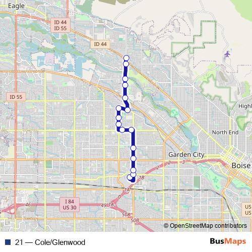 21 bus Line Map