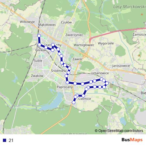 21 bus Line Map