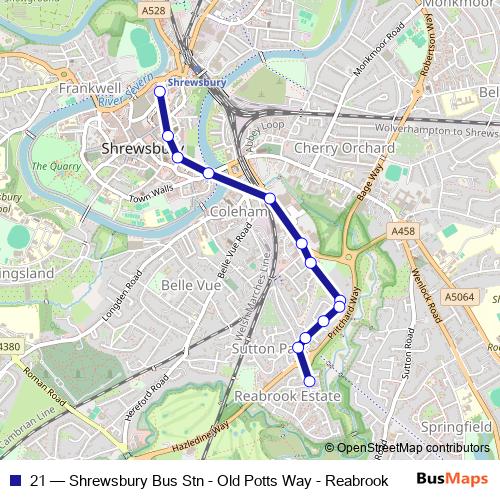 21 bus Line Map