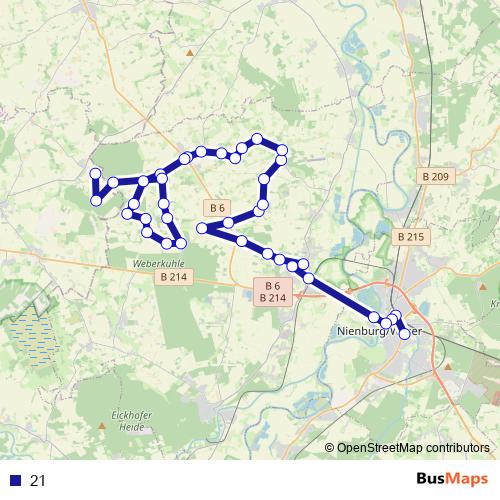 21 bus Line Map