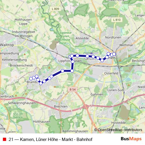21 bus Line Map