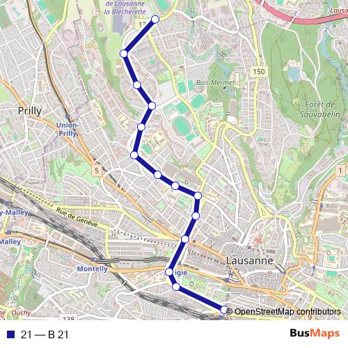 21 bus Line Map