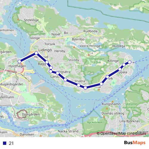 21 bus Line Map