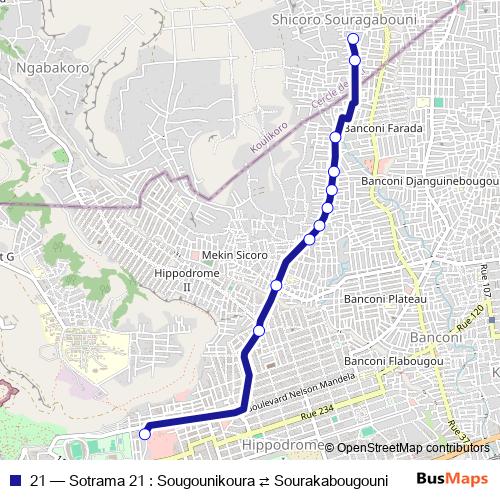 21 bus Line Map
