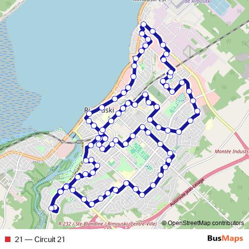 21 bus Line Map