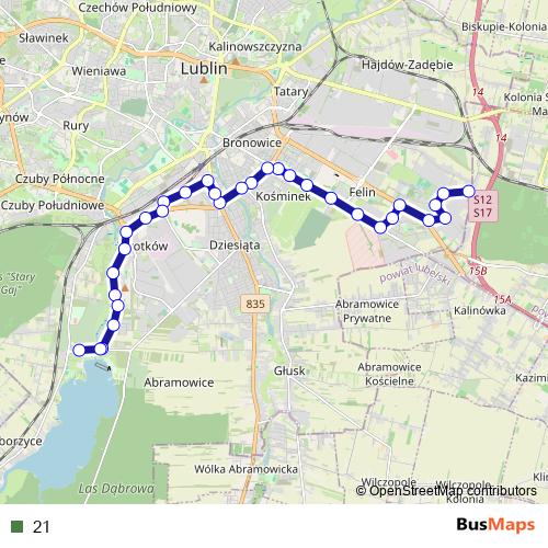 21 bus Line Map