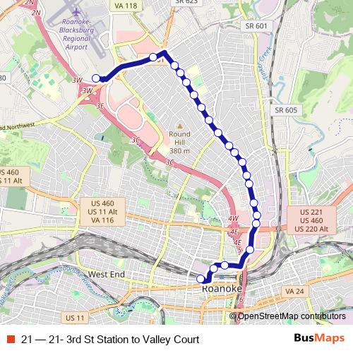 21 bus Line Map