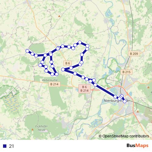 21 bus Line Map