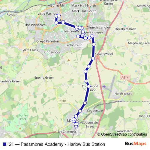 21 bus Line Map