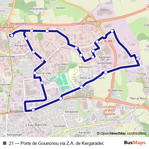 21 bus Line Map