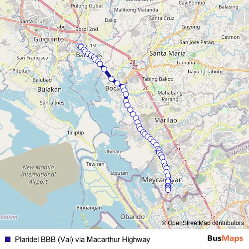 Plaridel BBB (Val) via Macarthur Highway bus Line Map