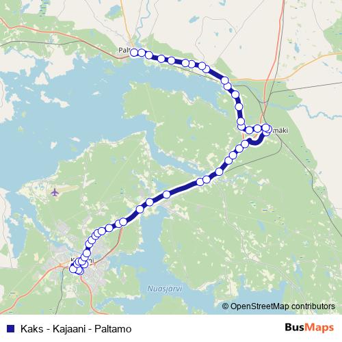 Kaks - Kajaani - Paltamo bus Line Map