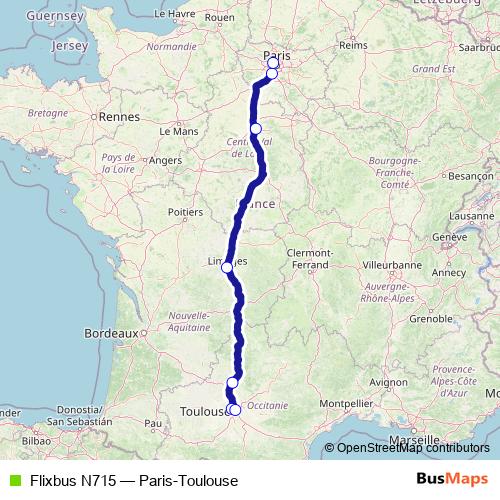 Flixbus N715 bus Line Map