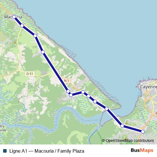 Ligne A1 bus Line Map