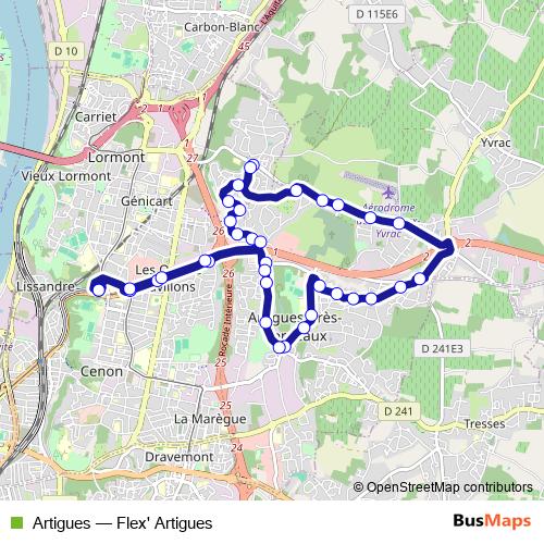 Artigues bus Line Map