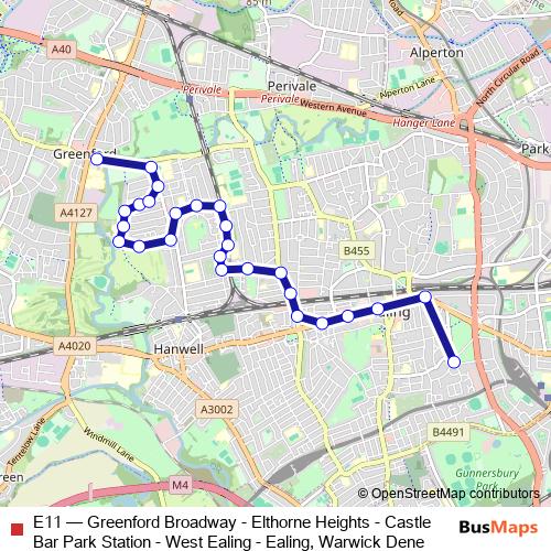 E11 bus Line Map