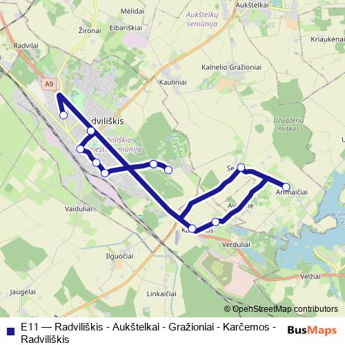 E11 bus Line Map
