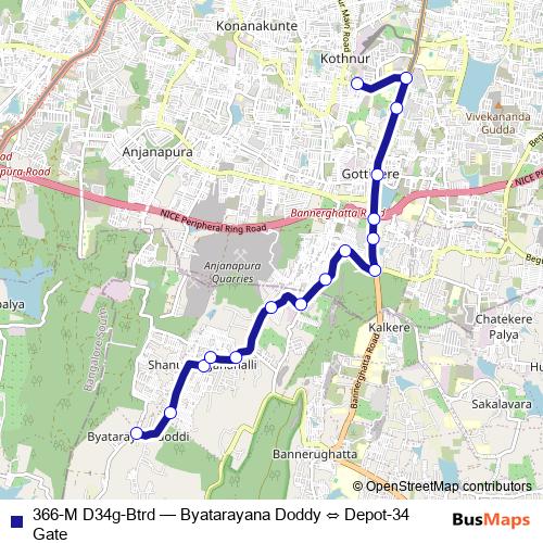 366-M D34g-Btrd bus Line Map