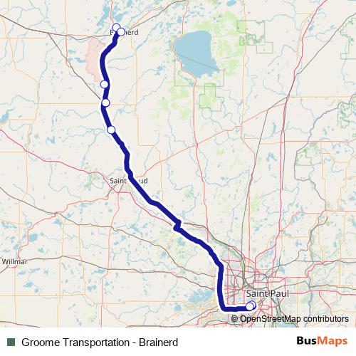 Groome Transportation - Brainerd bus Line Map