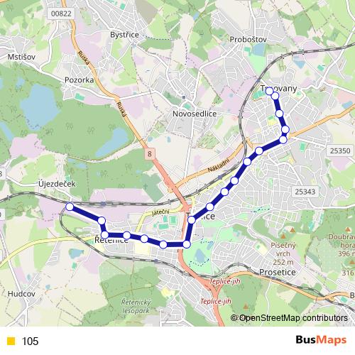 105 trolleybus Line Map
