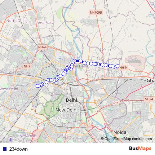 234down bus Line Map