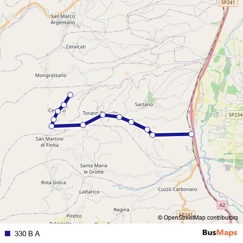 330 B A bus Line Map