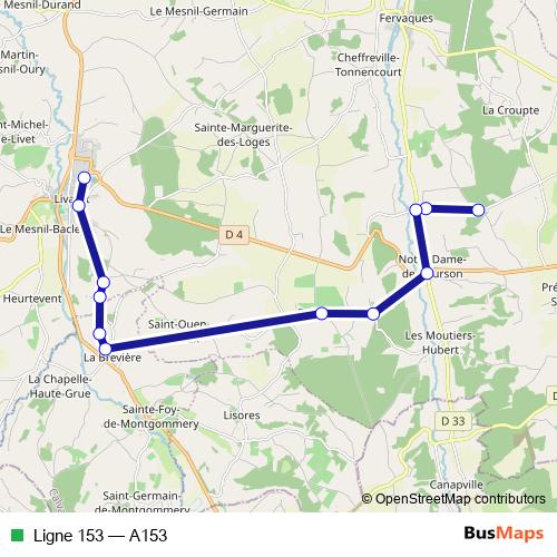 Ligne 153 bus Line Map