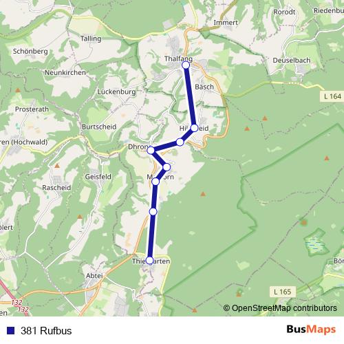 381 Rufbus bus Line Map