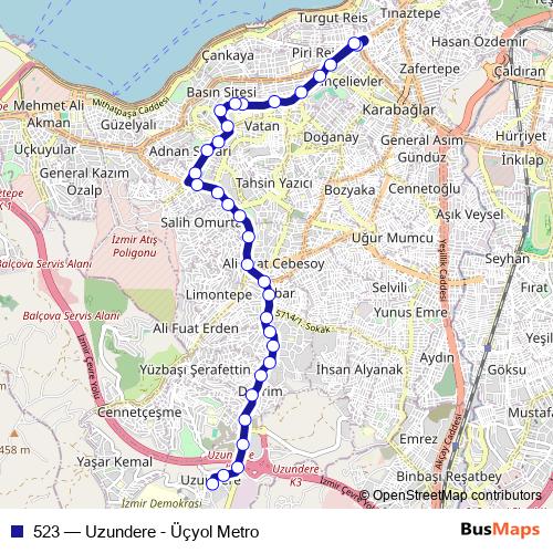 523 bus Line Map
