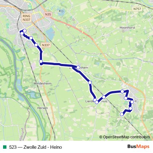 523 bus Line Map