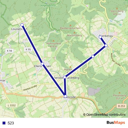 523 bus Line Map