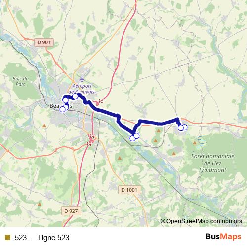 523 bus Line Map
