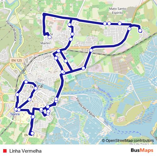 Linha Vermelha bus Line Map