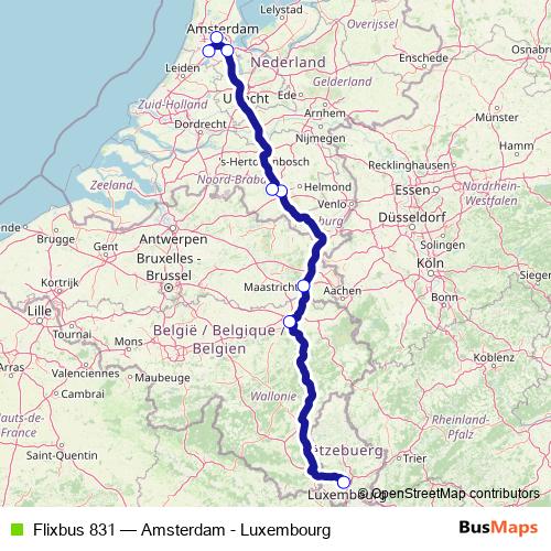 Flixbus 831 bus Line Map