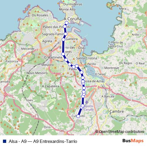 Alsa - A9 bus Line Map