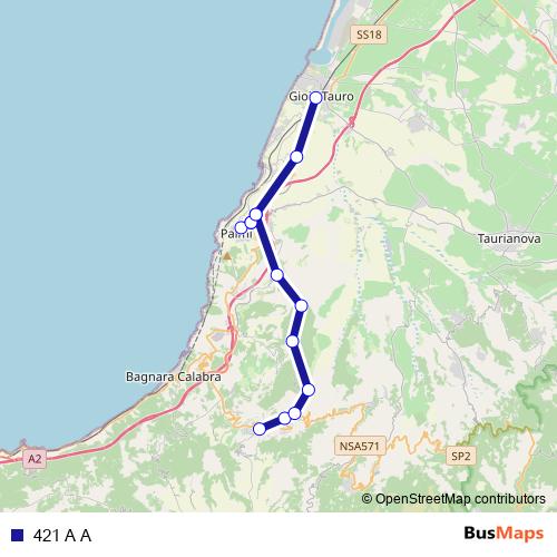 421 A A bus Line Map