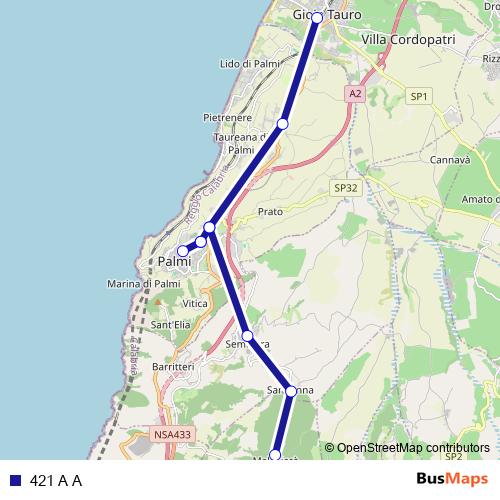 421 A A bus Line Map