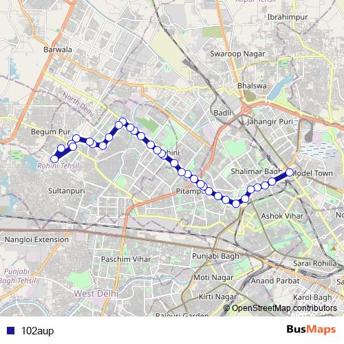 102aup bus Line Map