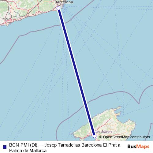 BCN-PMI (Dl) air Line Map
