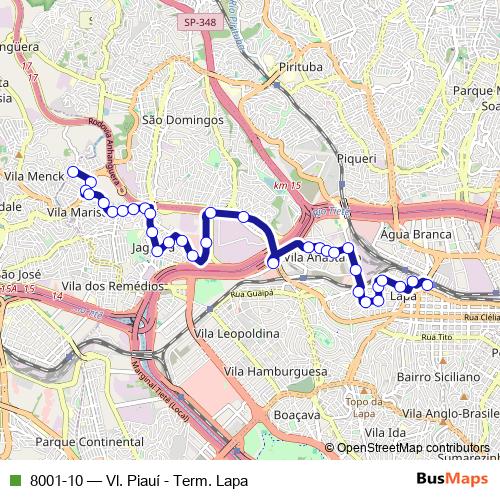 8001-10 bus Line Map
