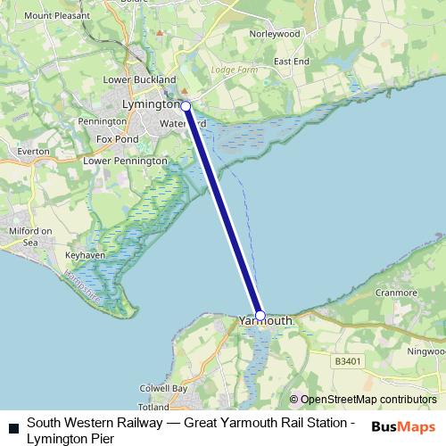 South Western Railway ferry Line Map