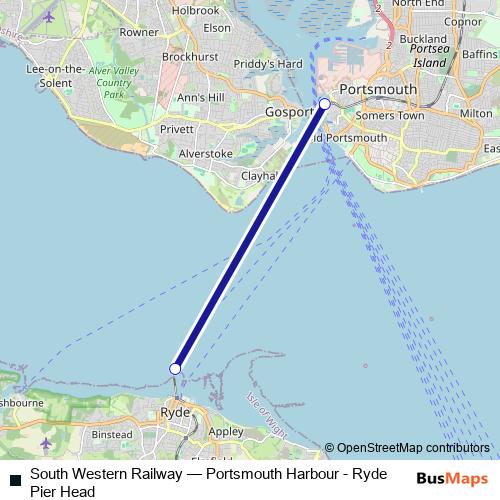 South Western Railway ferry Line Map