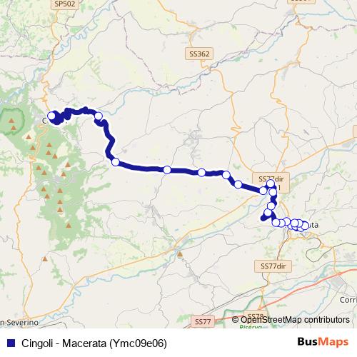 Cingoli - Macerata (Ymc09e06) bus Line Map